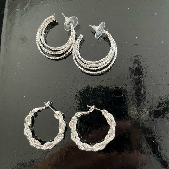 Jewelry - Silver colored hoop earrings. 2 pair. New, never used.